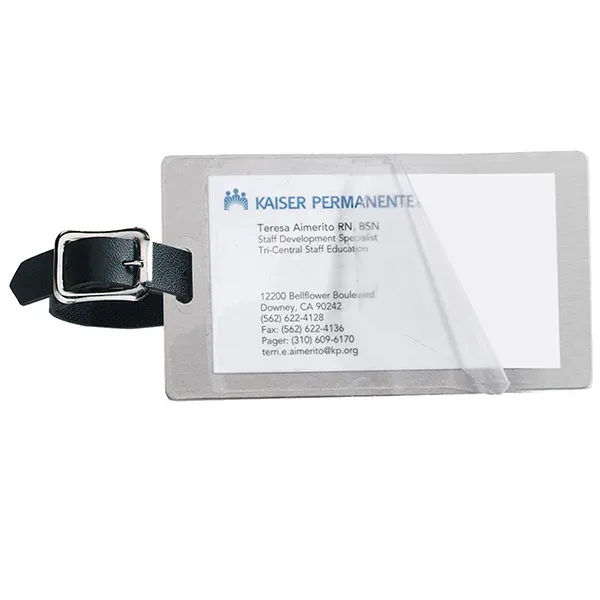 2 1/2" x 4 1/4" brushed aluminum luggage tag with black... from ASI 62660 Innovation Line