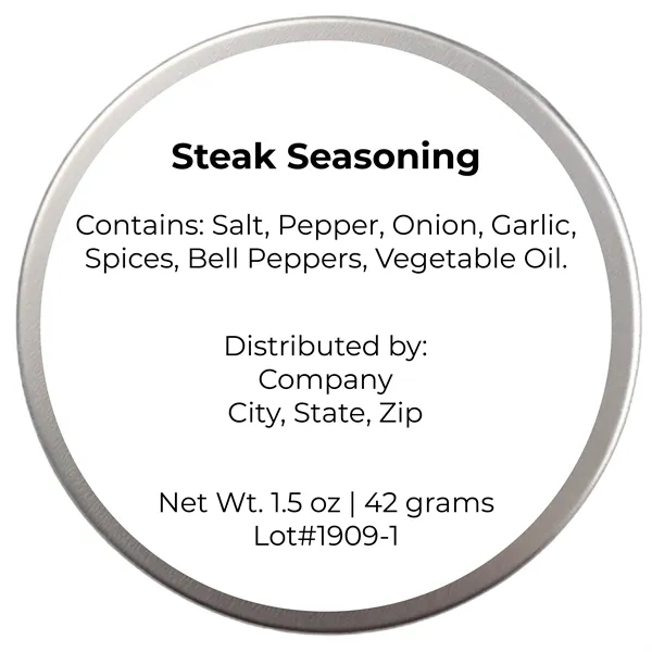 Two ounce gift tin filled with polybagged steak seasoning with full-color... from ASI 74601 Calico
