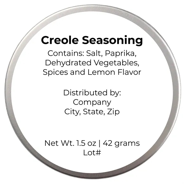 Two ounce gift tin filled with polybagged creole seasoning with full-color... from ASI 74601 Calico