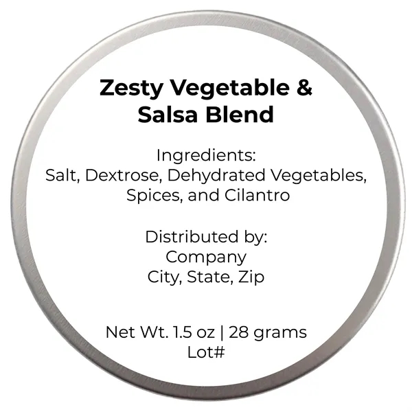Two ounce gift tin filled with polybagged fresh mixture for salsa... from ASI 74601 Calico
