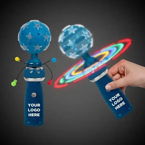 9" plastic wand with round topper and battery operated spinning LED... from ASI 42016 Brighter Promotions Inc