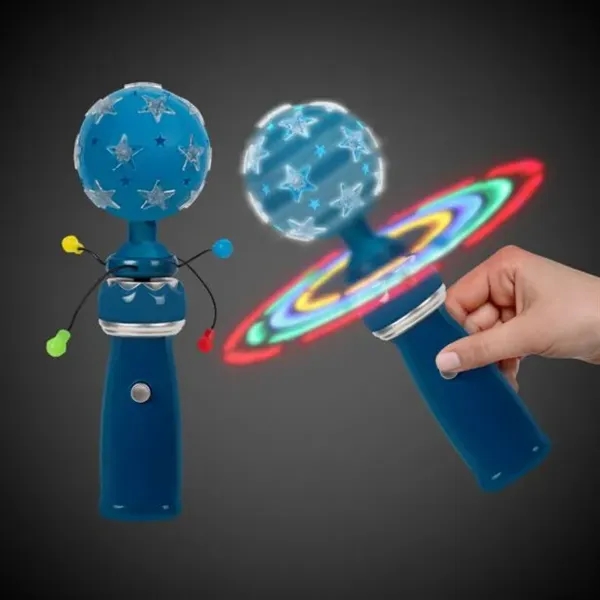 9" plastic wand with round topper and battery operated spinning LED... from ASI 42016 Brighter Promotions Inc