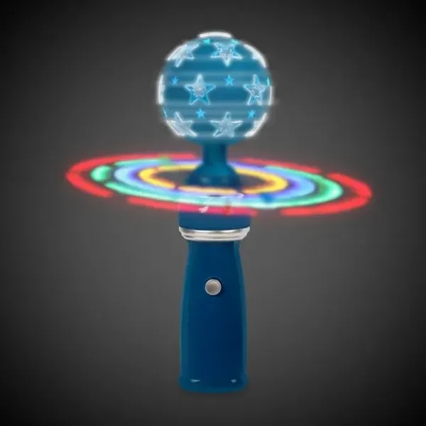 9" plastic wand with round topper and battery operated spinning LED... from ASI 42016 Brighter Promotions Inc