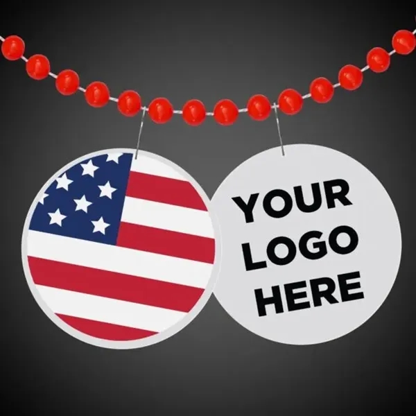 2.5" round medallion badge made of plastic with patriotic American flag... from ASI 42016 Brighter Promotions Inc