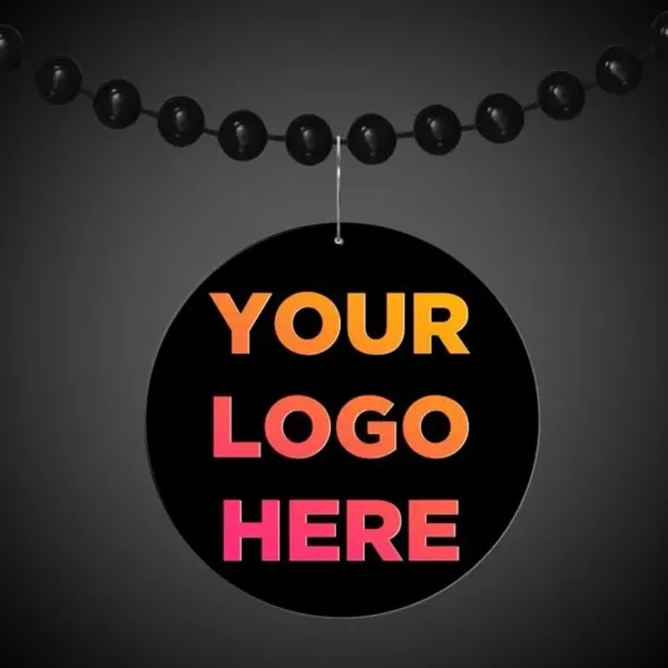 Black 2.5" round medallion badge made of plastic.... from ASI 42016 Brighter Promotions Inc / Chemical Light™