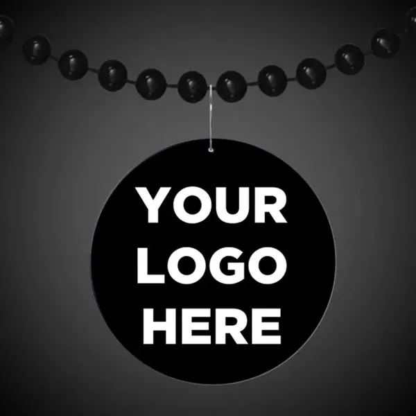 Black 2.5" round medallion badge made of plastic.... from ASI 42016 Brighter Promotions Inc / Chemical Light™