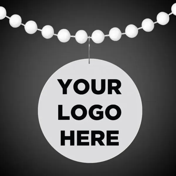 White 2.5" round medallion badge made of plastic.... from ASI 42016 Brighter Promotions Inc / Chemical Light™