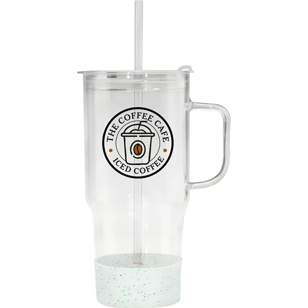 40 oz. borosilicate glass Cafe America Mug with non-slip silicone base,... from ASI 71920 Moderne Glass Company Inc / Glass America®