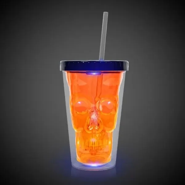 16 oz orange plastic cup features double walls and multicolor LED... from ASI 42016 Brighter Promotions Inc