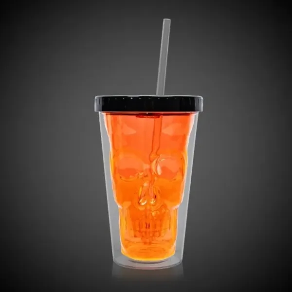 16 oz orange plastic cup features double walls and multicolor LED... from ASI 42016 Brighter Promotions Inc