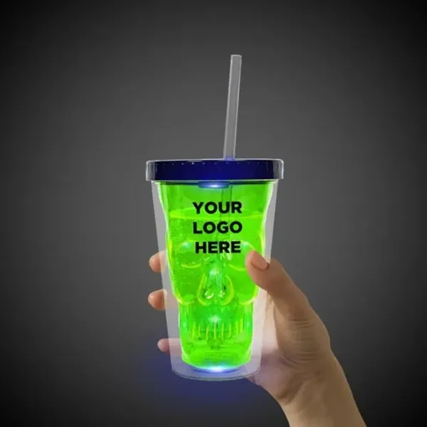 16 oz. green plastic cup with skull design, double wall insulation,... from ASI 42016 Brighter Promotions Inc