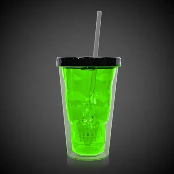 16 oz. green plastic cup with skull design, double wall insulation,... from ASI 42016 Brighter Promotions Inc