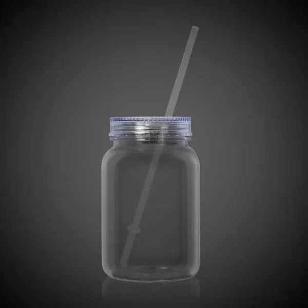 20 ounce plastic mason jar with LED light, screw-on lid and... from ASI 42016 Brighter Promotions Inc