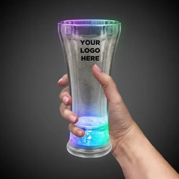 14 oz. clear plastic pilsner glass with built-in multi-colored, color changing... from ASI 42016 Brighter Promotions Inc / Chemical Light™