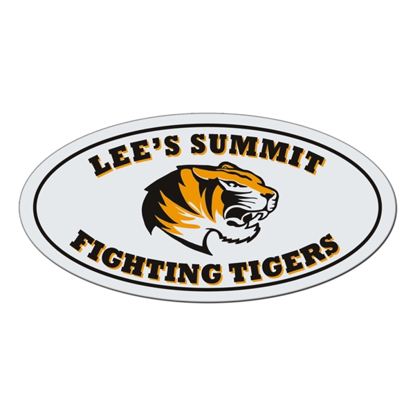 White lightweight plastic badge with safety pin or magnet backing, optional... from ASI 77280 Pepco Poms / Pepco Poms