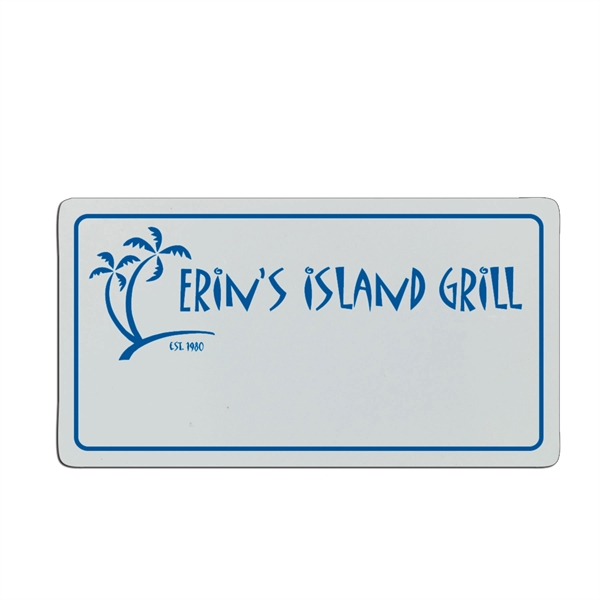 White lightweight plastic badge with safety pin or magnet backing, optional... from ASI 77280 Pepco Poms / Pepco Poms