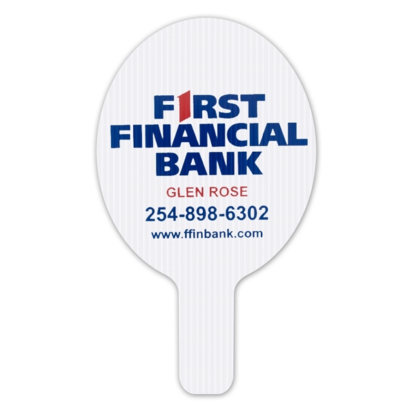 Weather resistant hand fan, made of corrugated plastic, approximately 8" x... from ASI 54322 FireSprint Printing / Pepco Poms