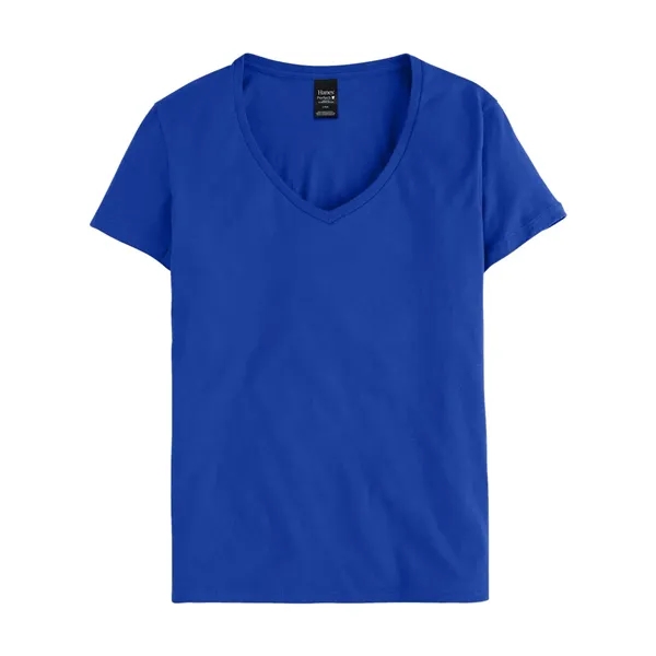 Women's V-neck T-shirt made of cotton/polyester with contoured, side-seamed feminine fit.... from ASI 84358 S&S Activewear