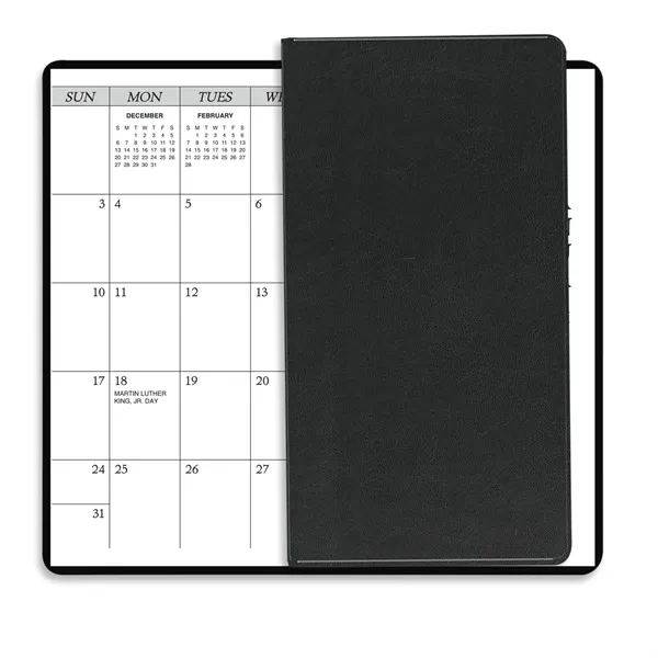 6.75"H x 3.62"W 14-month pocket planner with executive vinyl cover.... from ASI 54040 Fey Promo / Fey Calendar Impressions