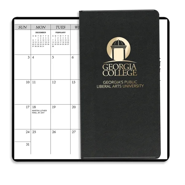 6.75"H x 3.62"W 14-month pocket planner with executive vinyl cover.... from ASI 54040 Fey Promo / Fey Calendar Impressions
