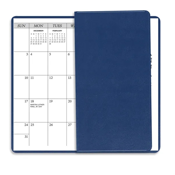 6.75"H x 3.62"W 14-month pocket planner with executive vinyl cover.... from ASI 54040 Fey Promo / Fey Calendar Impressions