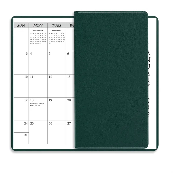 6.75"H x 3.62"W 14-month pocket planner with executive vinyl cover.... from ASI 54040 Fey Promo / Fey Calendar Impressions