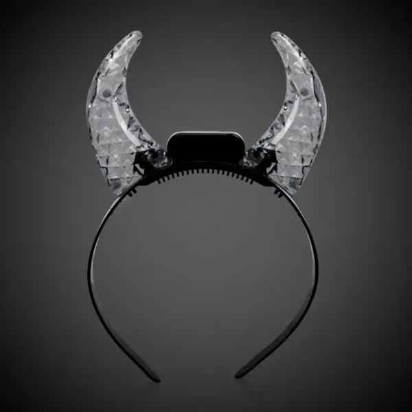 Light up crystal devil horns, mounted onto a black headband.... from ASI 42016 Brighter Promotions Inc