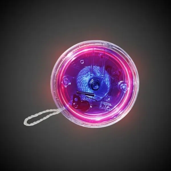 2 3/8" red and clear yo-yo with red LED lights.... from ASI 42016 Brighter Promotions Inc / Chemical Light™