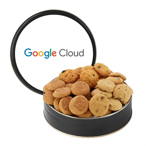 Small snack tin filled with Chocolate Chip, Oatmeal Raisin, and Snickerdoodle... from ASI 71685 Midnite Snax®