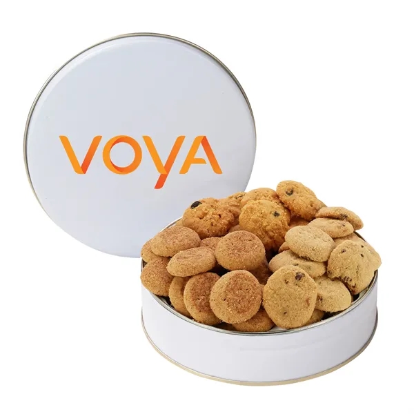 Small snack tin filled with Chocolate Chip, Oatmeal Raisin, and Snickerdoodle... from ASI 71685 Midnite Snax®