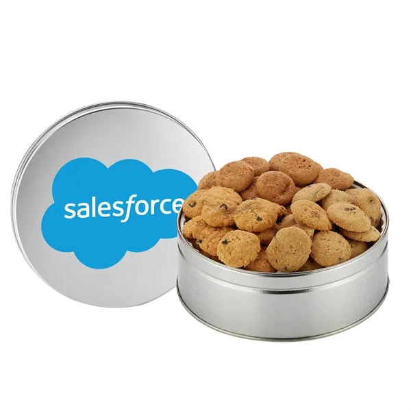 Medium snack tin filled with Chocolate Chip, Oatmeal Raisin, and Snickerdoodle... from ASI 71685 Midnite Snax®