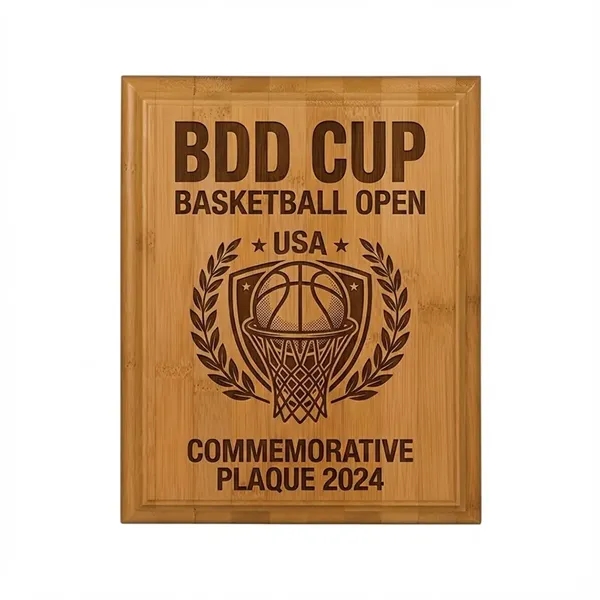 Compact eco-friendly bamboo plaque with clean engraving and versatile mounting for... from ASI 72657 Active Life Promo / Active Life Promo