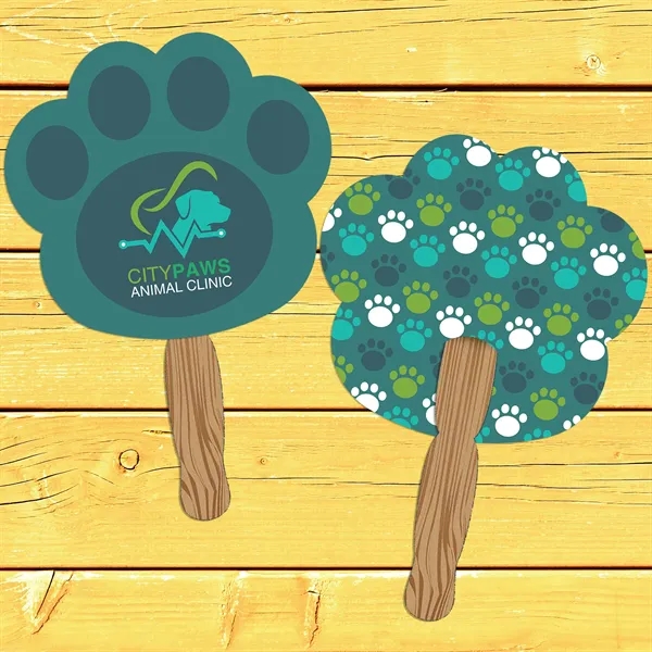11.80"H x 8.50"W paw shaped hand held 120 # paper fan... from ASI 54040 Fey Promo