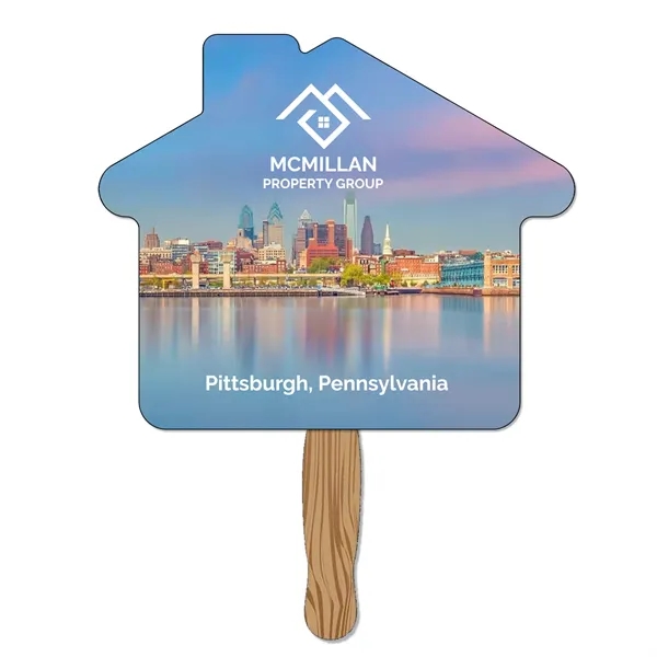 11.00"H x 8.50"W house shaped hand held 120 # paper fan... from ASI 54040 Fey Promo