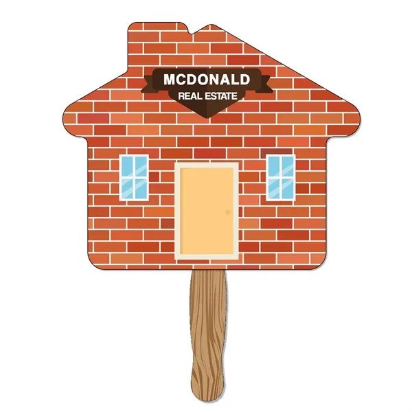 11.00"H x 8.50"W house shaped hand held 120 # paper fan... from ASI 54040 Fey Promo