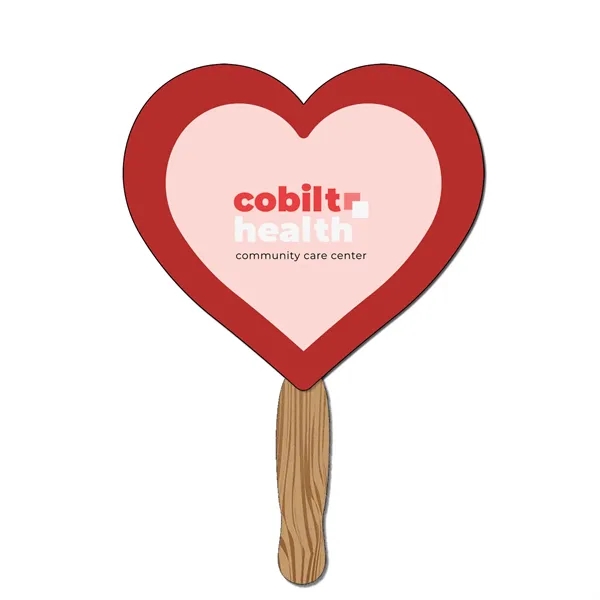 12.02"H x 8.90"W heart shaped hand held 120 # paper fan... from ASI 54040 Fey Promo