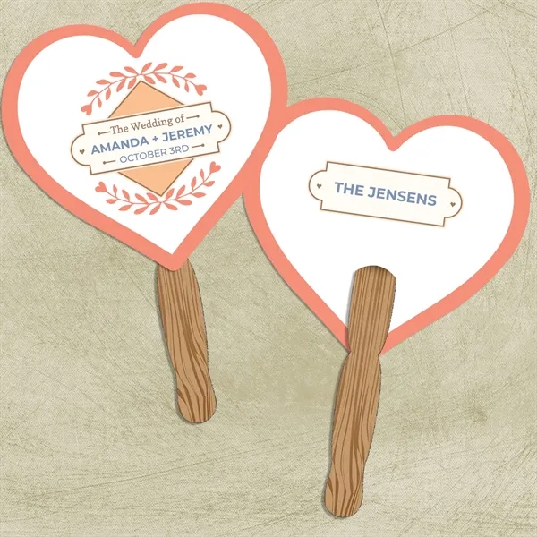 12.02"H x 8.90"W heart shaped hand held 120 # paper fan... from ASI 54040 Fey Promo