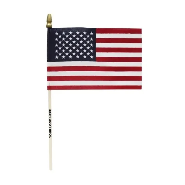 4" x 6" American flag with wooden handle... from ASI 42016 Brighter Promotions Inc