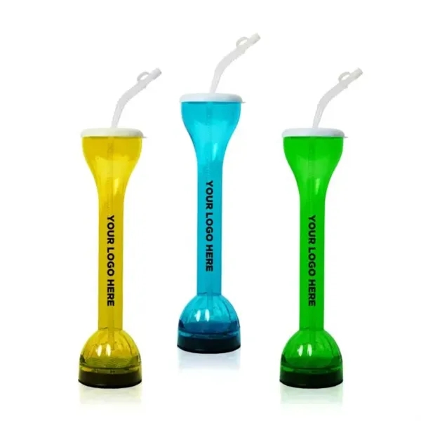 14" transparent plastic yard glasses with attachable lid and straw and... from ASI 42016 Brighter Promotions Inc