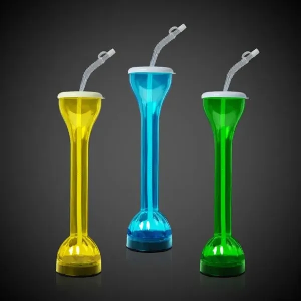 14" transparent plastic yard glasses with attachable lid and straw and... from ASI 42016 Brighter Promotions Inc