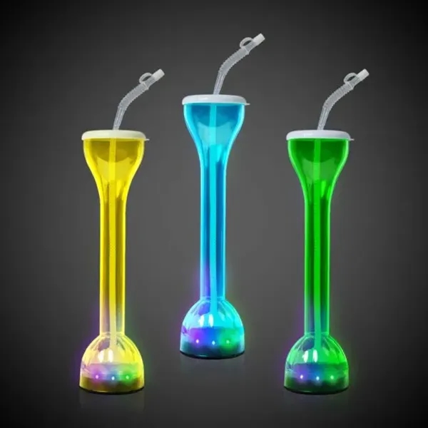 14" transparent plastic yard glasses with attachable lid and straw and... from ASI 42016 Brighter Promotions Inc