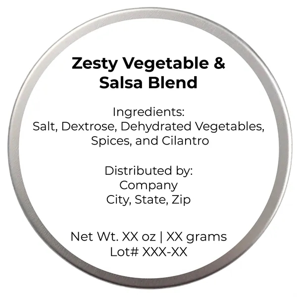 Four ounce gift tin filled with polybagged fresh salsa mixture with... from ASI 74601 Calico