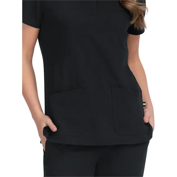 koi Women's Zipper-Neck Mandarin Collar Top... from ASI 86018 Scrub Authority / Uniform Stores