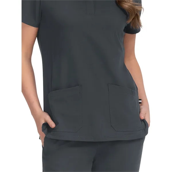 koi Women's Zipper-Neck Mandarin Collar Top... from ASI 86018 Scrub Authority / Uniform Stores