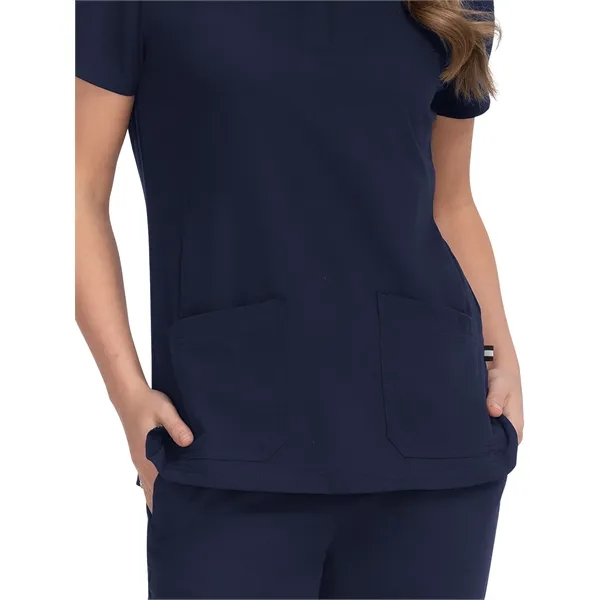 koi Women's Zipper-Neck Mandarin Collar Top... from ASI 86018 Scrub Authority / Uniform Stores