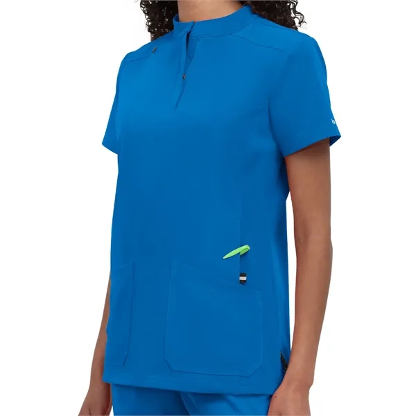 koi Women's Zipper-Neck Mandarin Collar Top... from ASI 86018 Scrub Authority / Uniform Stores