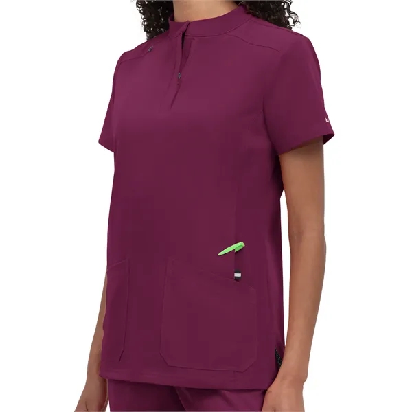koi Women's Zipper-Neck Mandarin Collar Top... from ASI 86018 Scrub Authority / Uniform Stores