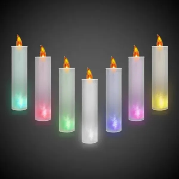 6 1/2" silver glitter candle with light up LEDs and an... from ASI 42016 Brighter Promotions Inc