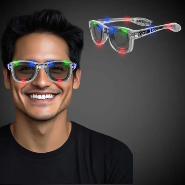 Retro sunglasses with multi-colored LEDs and sound reactive option.... from ASI 42016 Brighter Promotions Inc