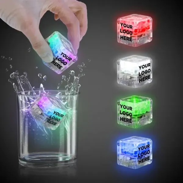 Liquid activated frosted ice cubes with LED lights in assorted colors.... from ASI 42016 Brighter Promotions Inc